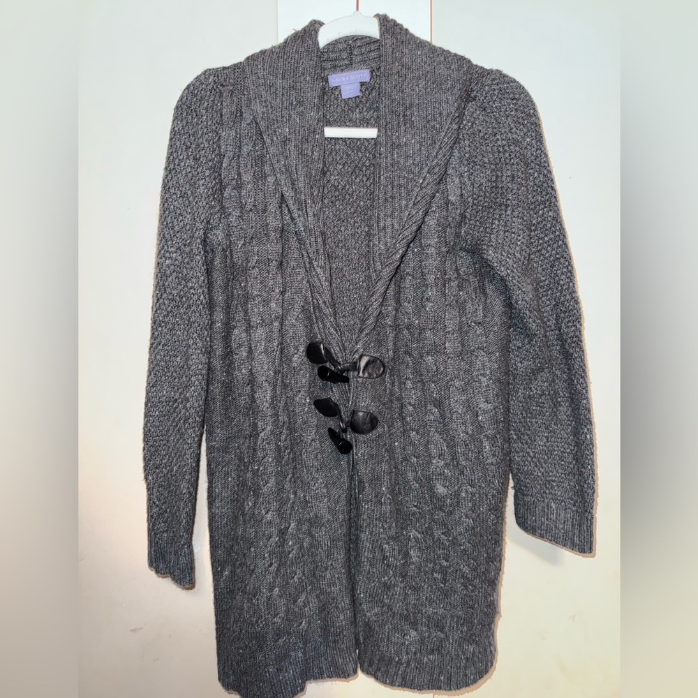 Laura Scott Charcoal Cable Knit Cardigan